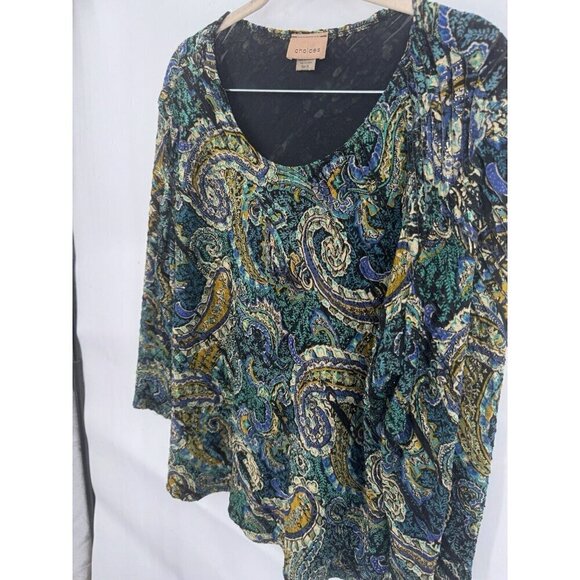 VTG Choices Y2K Retro Top Women XL Colorful Paisley Metallic 90s Fairycore - Picture 8 of 8